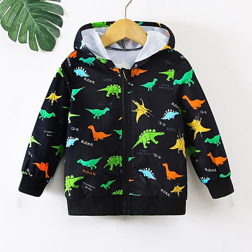 

Toddler Boys Coat Outerwear Animal Cartoon Long Sleeve Coat Outdoor Adorable Daily Black Winter Fall 3-7 Years