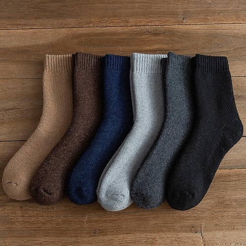 

Men's Crew Socks Home Office Work Solid Color Wool Spandex Nylon Basic Casual Classic Warm Casual / Daily 1 Pair