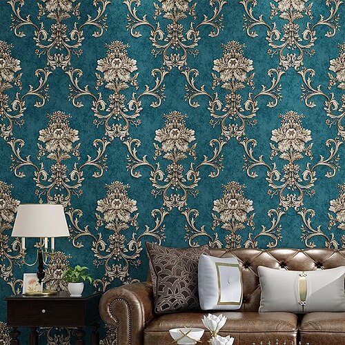 

3D Floral Wallpaper Home Decoration Classic Modern Wall Covering, Non-woven Material Self adhesive Wallpaper, Room Wallcovering 53x300cm / 20.87''x118.1''