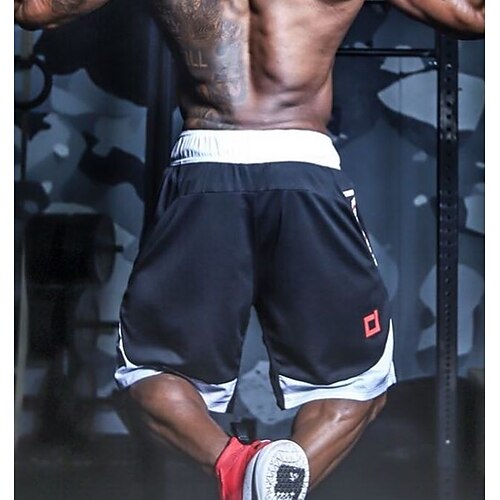 

Men's Running Shorts Gym Shorts 2 in 1 with Phone Pocket Bottoms Athletic Athleisure Breathable Quick Dry Moisture Wicking Fitness Gym Workout Running Sportswear Activewear Color Block Black Wine