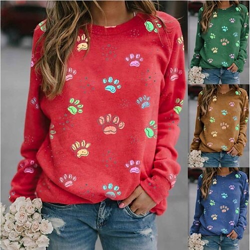

Women's Tunic Green Blue Yellow Graphic Patchwork Long Sleeve Casual Daily Halloween Christmas Round Neck Regular S