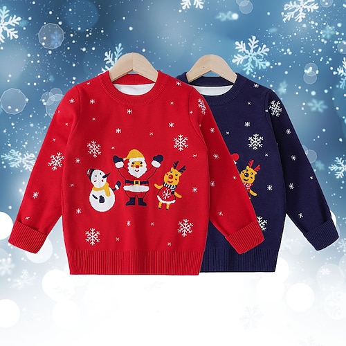 

Toddler Boys Ugly Christmas Sweater Santa Claus Long Sleeve Outdoor Cotton Fashion Dark Blue Winter Clothes 3-7 Years