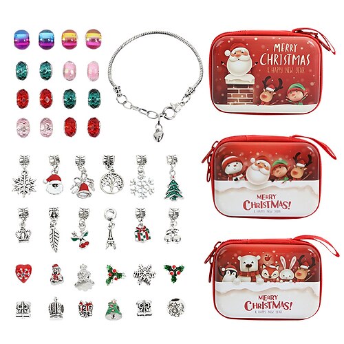 

Christmas Gift Children's Bracelet Gift Box Cartoon Bracelet Female Crystal Large Hole Bead Handmade diy Jewelry Bead Set