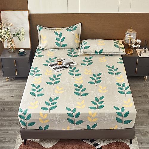 

Leaves Autumn Printed Simple Comfortable Soft Skin-friendly Cotton Classic Ecological Mill Bed Sheet Fitted Sheet