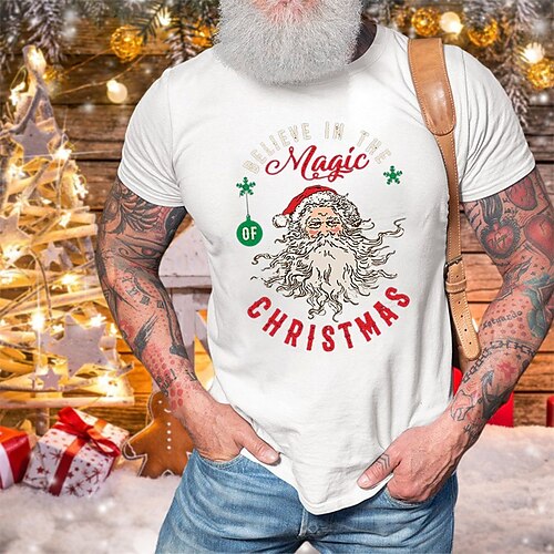 

Men's Unisex T shirt Tee Graphic Tee Christmas Shirt Santa Claus Graphic Prints Crew Neck Hot Stamping Outdoor Christmas Short Sleeve Print Clothing Apparel Sports Designer Casual Big and Tall