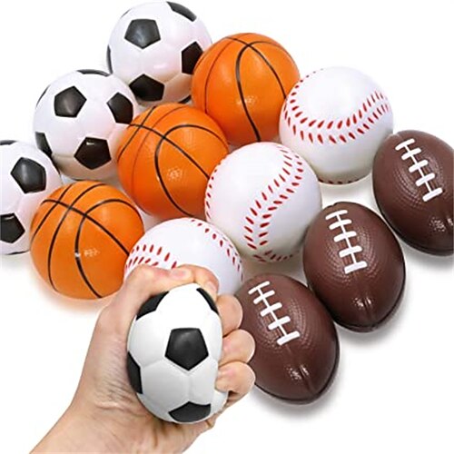 

Novelty Place Squeezable Stress Balls - Anti-Stress Baseball Basketball Soccer Football for Tension Relief - Relaxation Gadgets Fidget Toys Party Favors Carnival Prizes(12 Pack & 5 Ballgames)