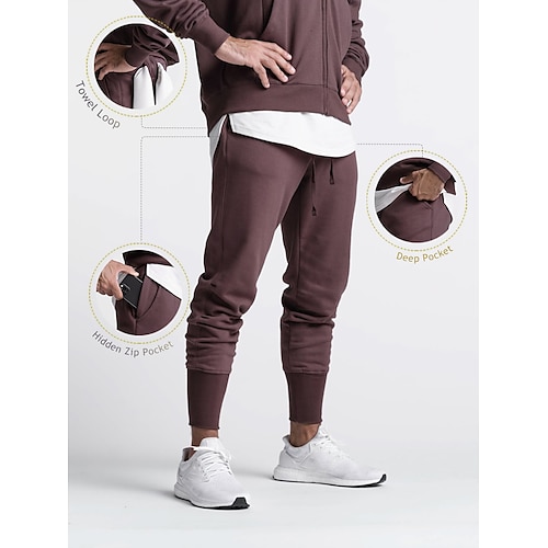 

Men's Joggers Sweatpants Drawstring Side Pockets Bottoms Outdoor Athleisure Winter Cotton Breathable Soft Running Walking Jogging Sportswear Activewear Solid Colored Black Khaki Brown