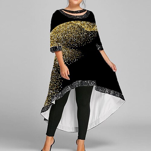 

Women's Plus Size Casual Dress Bell Crew Neck Half Sleeve Winter Fall Casual Festival Maxi long Dress Christmas Daily Dress
