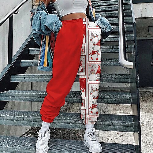 

Santa Claus Pants Masquerade Women's Christmas Christmas Carnival Masquerade Adults' Christmas Vacation Polyester Pants