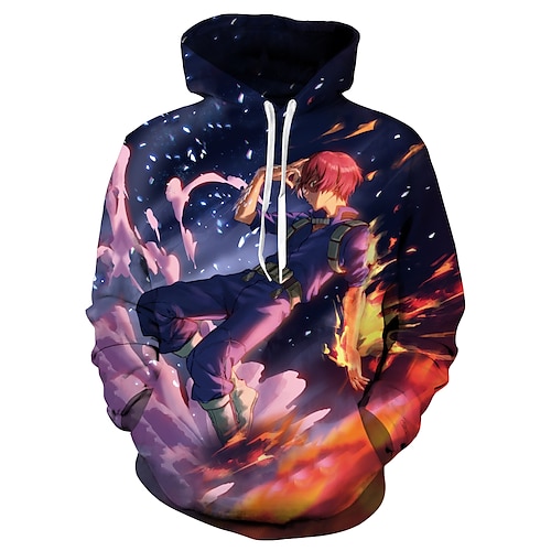 

Inspired by My Hero Academia Todoroki Shoto Hoodie Cartoon Manga Anime Front Pocket Graphic Hoodie For Men's Women's Unisex Adults' 3D Print 100% Polyester