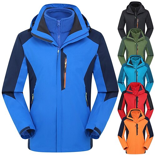 

Men's Hiking 3-in-1 Jackets Ski Jacket Waterproof Hiking Jacket Winter Outdoor Thermal Warm Waterproof Windproof Fleece Lining Outerwear Winter Fleece Jacket Trench Coat Hunting Ski / Snowboard