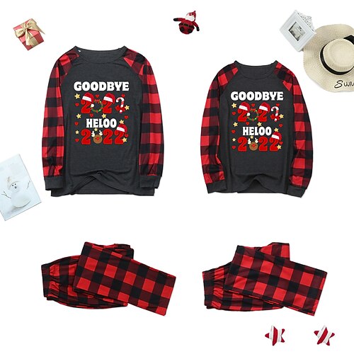 

Christmas Pajamas Family Letter Home Crewneck Black Long Sleeve Adorable Matching Outfits