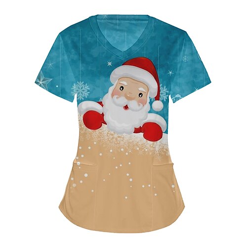 

Santa Claus Masquerade T-shirt Women's Christmas Christmas Carnival Masquerade Adults' Christmas Vacation Polyester Top