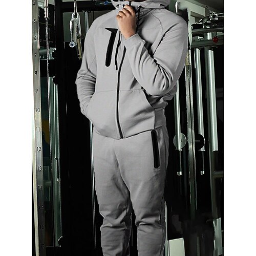 

Men's Tracksuit Sweatsuit 2 Piece Zipper Pocket Athletic Winter Long Sleeve Thermal Warm Breathable Moisture Wicking Gym Workout Running Jogging Sportswear Activewear Solid Colored Black Khaki Royal