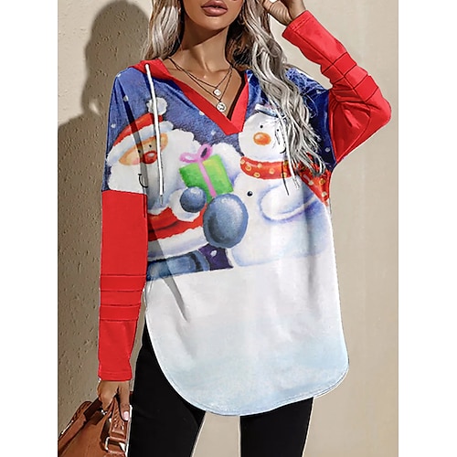 

Snowman Santa Claus Masquerade Hoodie Women's Christmas Christmas Carnival Masquerade Adults' Christmas New Year Eve Polyester Top