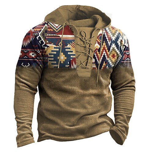 

Men's Pullover Hoodie Sweatshirt Pullover Green Blue Brown Hooded Color Block Graphic Prints Lace up Print Casual Daily Sports 3D Print Basic Streetwear Designer Spring Fall Clothing Apparel