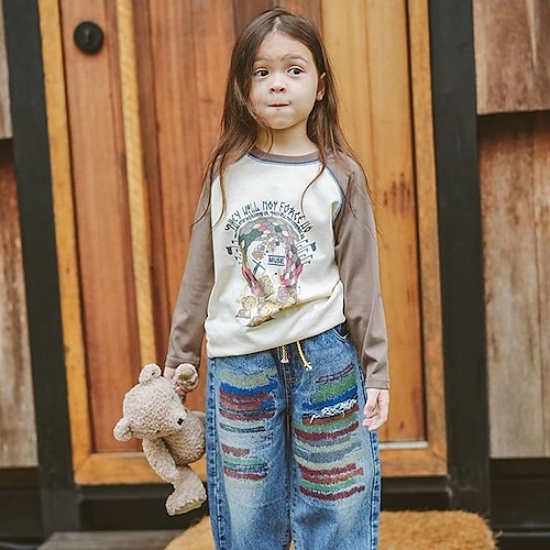 

Toddler Girls' T shirt Cartoon Casual Long Sleeve Active 7-13 Years Winter Green Purple Dark Gray