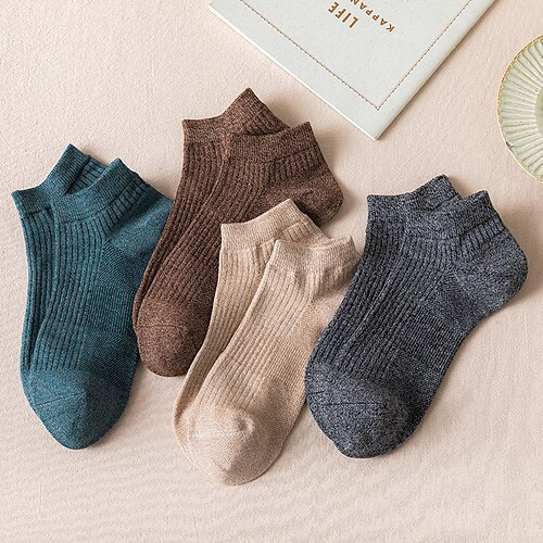 

Men's 3 Pairs Socks Ankle Socks Dress Socks Low Cut Socks Casual Socks Fashion Comfort Cotton Solid Colored Casual Daily Medium Spring Summer Green Black