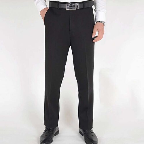 

Men's Dress Pants Trousers Casual Pants Pocket Straight Leg Solid Color Office Business Cotton Blend Stylish Formal Black Dark Blue Micro-elastic