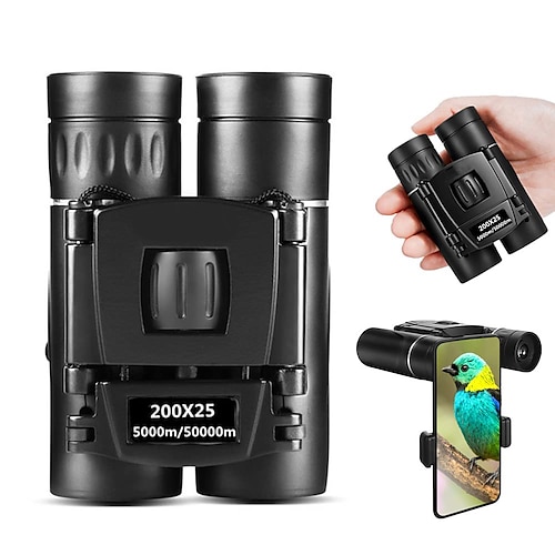 

200x25 High Power Compact Binoculars with Clear Low Light Vision Large Eyepiece Waterproof Binocular for Adults Kids High Power Easy Focus Binoculars for Bird Watching Outdoor Hunting Travel