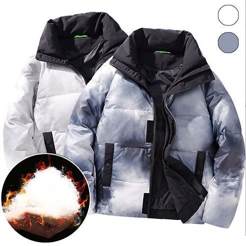 

Men's Coat Warm Sports & Outdoor Zipper Tie Dye 3D Printed Graphic Turndown Fashion Jacket Outerwear Long Sleeve Pocket Fall & Winter