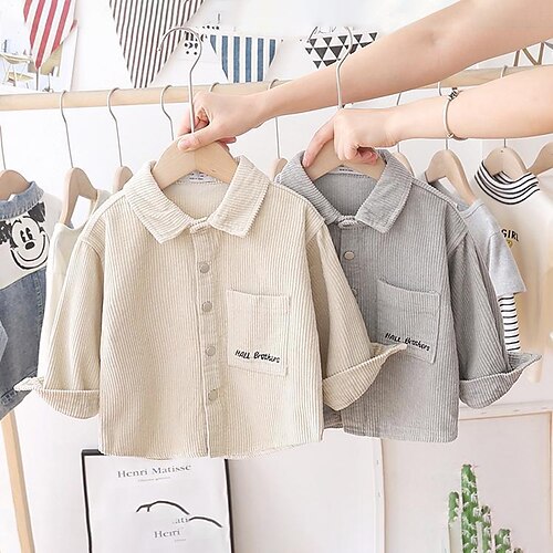 

Toddler Boys Coat Outerwear Letter Long Sleeve Coat Outdoor Fashion Cool khaki Gray Winter Fall 3-7 Years