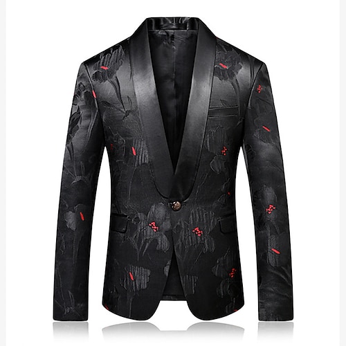 

Men's Coat Breathable Office Single Breasted One-button Flower 3D Printed Graphic Turndown Fashion Jacket Outerwear Long Sleeve Pocket Fall & Winter