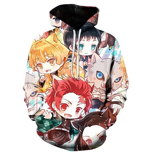 

Inspired by Demon Slayer Agatsuma Zenitsu Hashibira Inosuke Kamado Tanjirou Hoodie Cartoon Manga Anime Front Pocket Graphic Hoodie For Men's Women's Unisex Adults' 3D Print 100% Polyester Casual Daily
