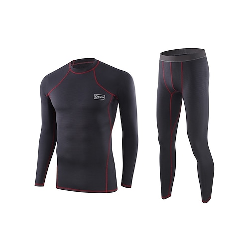 

Men's Activewear Set Compression Suit 2 Piece Athletic Long Sleeve Breathable Quick Dry Moisture Wicking Fitness Running Jogging Sportswear Activewear Striped Black Gray