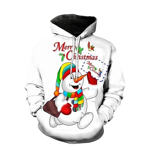 

Men's Pullover Hoodie Sweatshirt Green Blue Rainbow Gray White Hooded Snowman Graphic Prints Ugly Christmas Print Daily Sports 3D Print Basic Streetwear Designer Spring & Fall Clothing Apparel