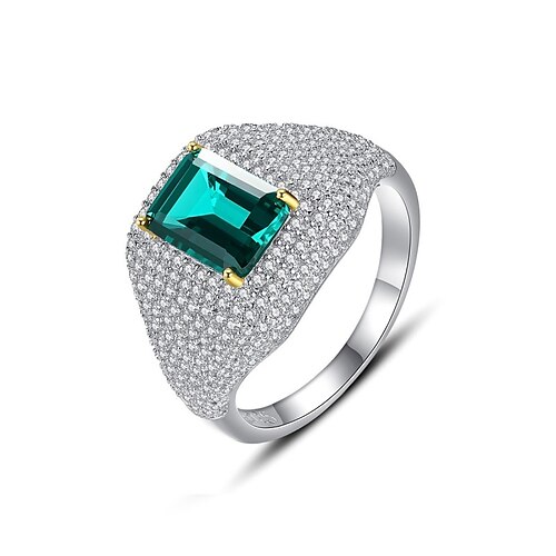 

Ring Fest Klassisk Grøn S925 Sterling Sølv Kostbar Stilfuld Elegant 1 stk Syntetisk Diamant