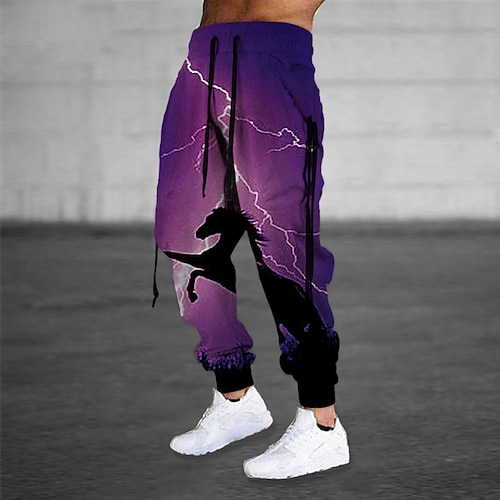 

Men's Sweatpants Joggers Trousers Drawstring Elastic Waist 3D Print Graphic Prints Comfort Sports Outdoor Casual Daily Cotton Blend Streetwear Designer Purple Brown Micro-elastic