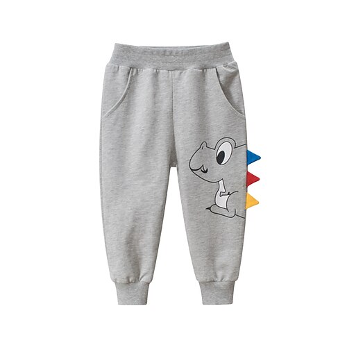 

Toddler Boys Pants Trousers Pocket Solid Color Dinosaur Keep Warm Soft Comfort Pants School Fashion Daily Black Gray Mid Waist