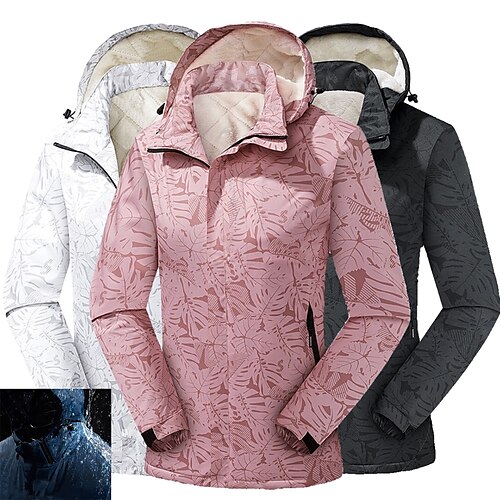 

Women's Ski Jacket Waterproof Hiking Jacket Hiking Fleece Jacket Fleece Winter Outdoor Thermal Warm Waterproof Windproof Fleece Lining Outerwear Trench Coat Top Hunting Ski / Snowboard Fishing Black