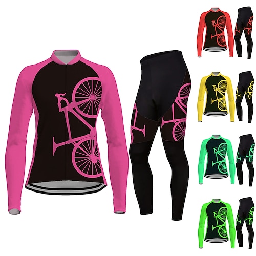 

21Grams Per donna Maglia con pantaloni da ciclismo Manica lunga Ciclismo da montagna Cicismo su strada Giallo Rosso Verde Menta Pop art Bicicletta Traspirante Traspirazione umidità Asciugatura rapida