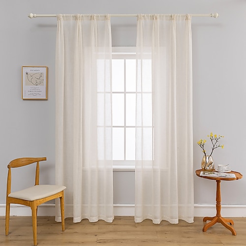 

Plain / Solid Sheer Curtains Shades One Panel Sheer Living Room Curtains