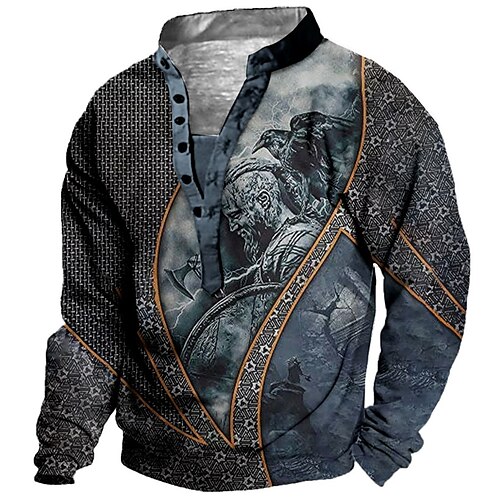 

Men's Sweatshirt Pullover Green Blue Dark Gray Brown Standing Collar Graphic Prints Print Casual Daily Sports 3D Print Streetwear Designer Casual Spring & Fall Clothing Apparel Hoodies Sweatshirts