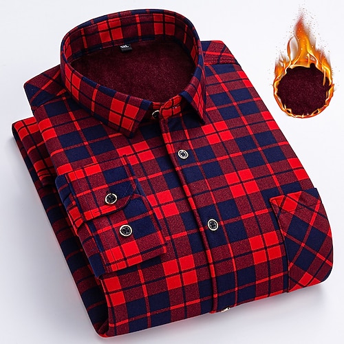 

Men's Dress Shirt Flannel Shirt Plaid Shirt Tartan Turndown Sea Blue Green Blue Yellow Red Print Work Casual Long Sleeve Color Block Button-Down Clothing Apparel Fashion Business Elegant Formal