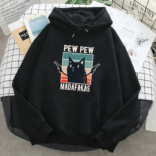 

Inspired by Pew Pew Madafakas Black Cat Hoodie Cartoon Manga Anime Front Pocket Graphic Hoodie For Men's Women's Unisex Adults' Hot Stamping 100% Polyester Casual Daily