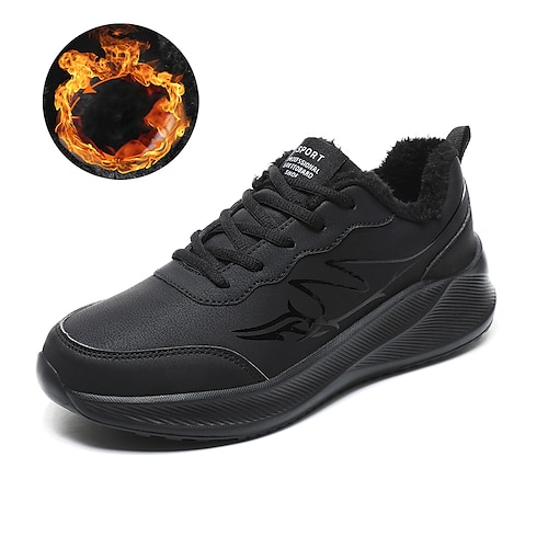 

Men's Sneakers Sporty Look Plus Size Fleece lined Sporty Casual Daily PU Warm Black Winter Fall