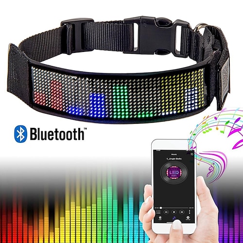 

2022 New Bluetooth Programmable LED Pet Dog Cat Collar Flashing Luminous Adjustable Name Sign Anti-Lost Collar