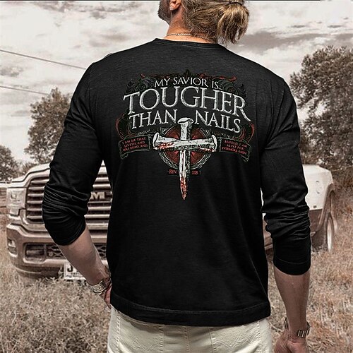 

Men's T shirt Tee Cool Shirt Graphic Prints Cross Crew Neck Hot Stamping Street Sports Long Sleeve Clothing Apparel Basic Designer Casual Novelty
