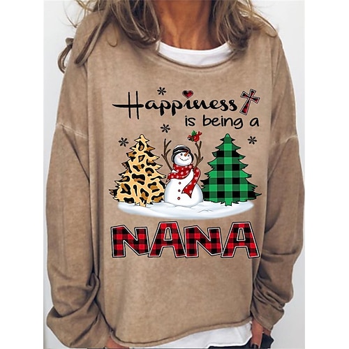 

Women's Sweatshirt Pullover Basic Green Blue Pink Leopard Snowman Christmas Tree Christmas Round Neck Long Sleeve S M L XL 2XL 3XL
