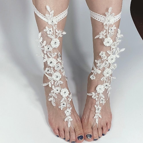 

Women's Wedding Shoes Office Daily White Shoes Bridal Shoes Rhinestone Lace Flower Elegant Minimalism Lace Solid Colored White