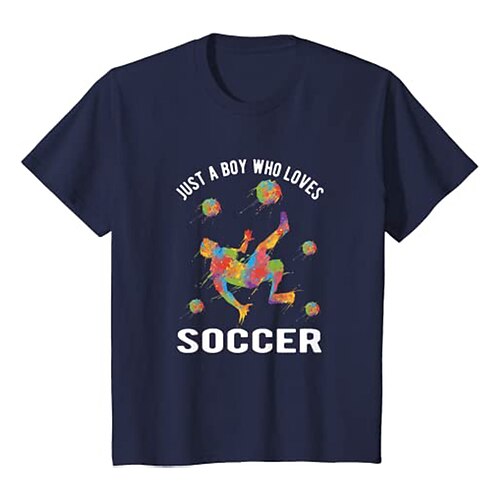 

Kids Boys World Cup T shirt Tee Letter Football Short Sleeve Crewneck Children Top Casual 3D Print Sports Daily Summer Black 3-12 Years