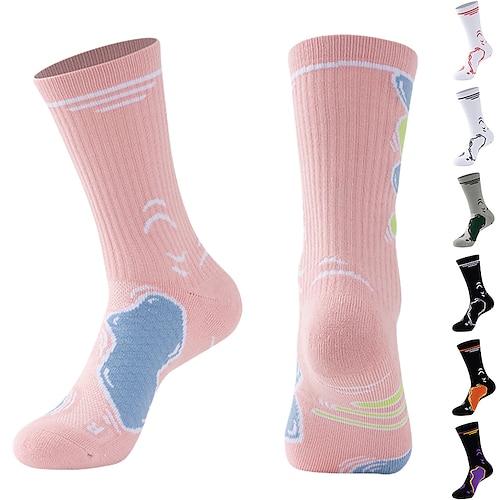 

Men's Women's Hiking Socks Ski Socks Sports Socks Winter Outdoor Thermal Warm Windproof Breathable Quick Dry Socks Cotton Black Purple Pink for Hunting Ski / Snowboard Fishing