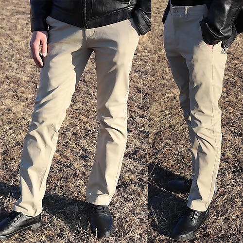 

Men's Slacks Trousers Chino Pants Work Pants Casual Pants Pocket Solid Color Comfort Daily Going out Streetwear 100% Cotton Fashion Casual Black Blue