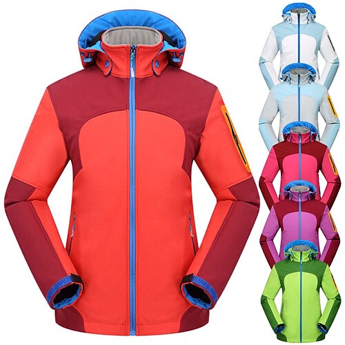 

Women's Hiking Softshell Jacket Ski Jacket Waterproof Hiking Jacket Fleece Winter Outdoor Thermal Warm Waterproof Windproof Breathable Outerwear Trench Coat Top Hunting Ski / Snowboard Fishing