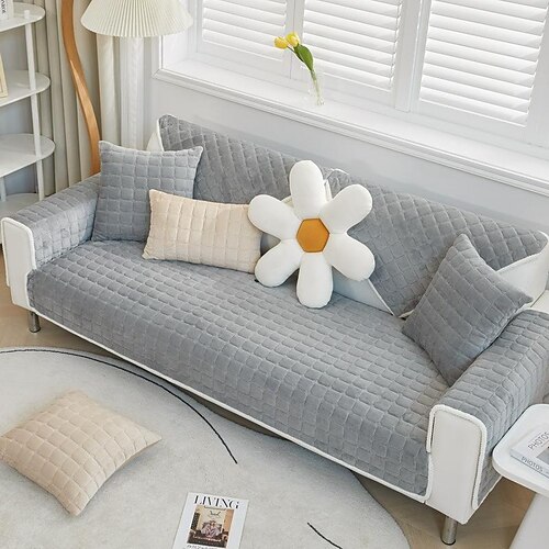 

Plush Sofa Cover Seat Cusghion Slipcover Sectional Couch Covers,Furniture Protector Anti-Slip Couch Covers(Sold by Piece/Not All Set)