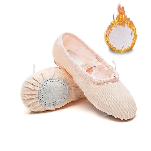 

scarpe da ballo da donna ballerine pieghevoli pratica trainning scarpe da ballo palcoscenico per esibizioni interno foderato in pelliccia tacco piatto piatto caldo rosa chiaro nero rosa